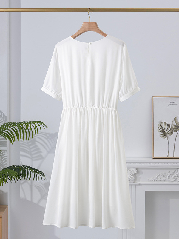 X61450 Summer new mulberry silk dress women's loose white skirt