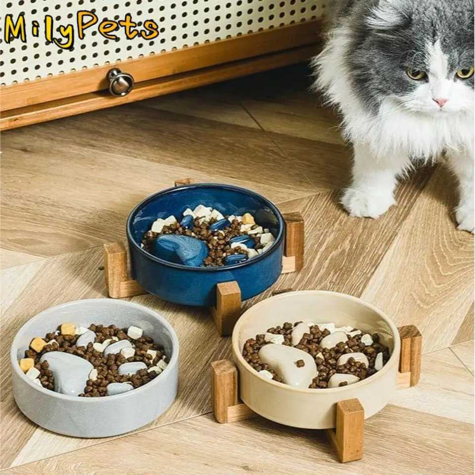 Cute Japanese Style Pet Ceramic Bowl Anti Rollover Anti Choke Cat Slow Food Bowl Cat Paw Round Pet Water Bowl For Dogs and Cats Y250806