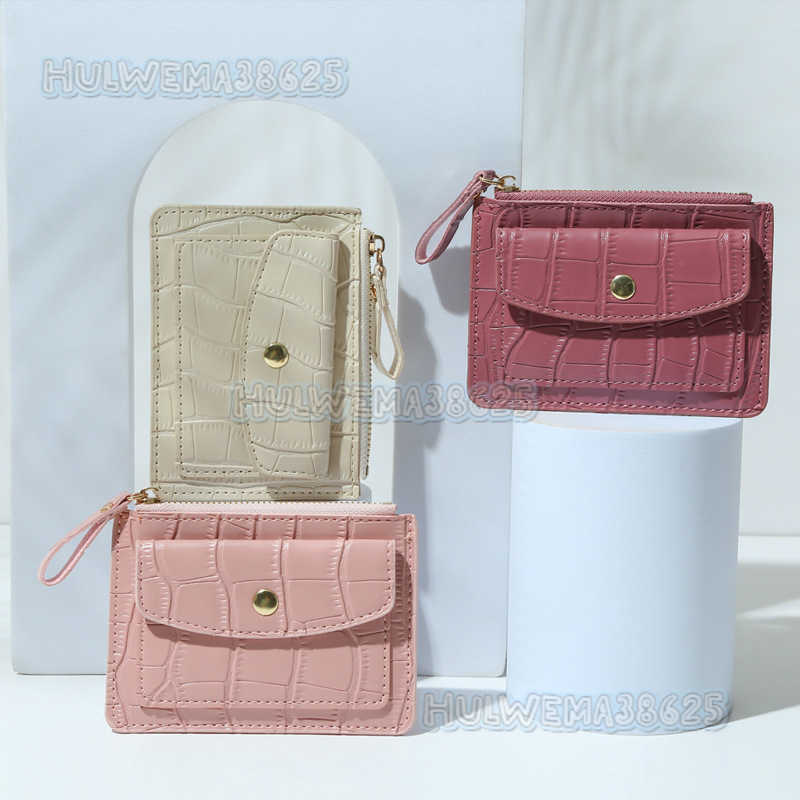 New Card Holder Coin Purse Zipper Card Slot Wallet for Women Candy Color Crocodile Pattern Style H250806