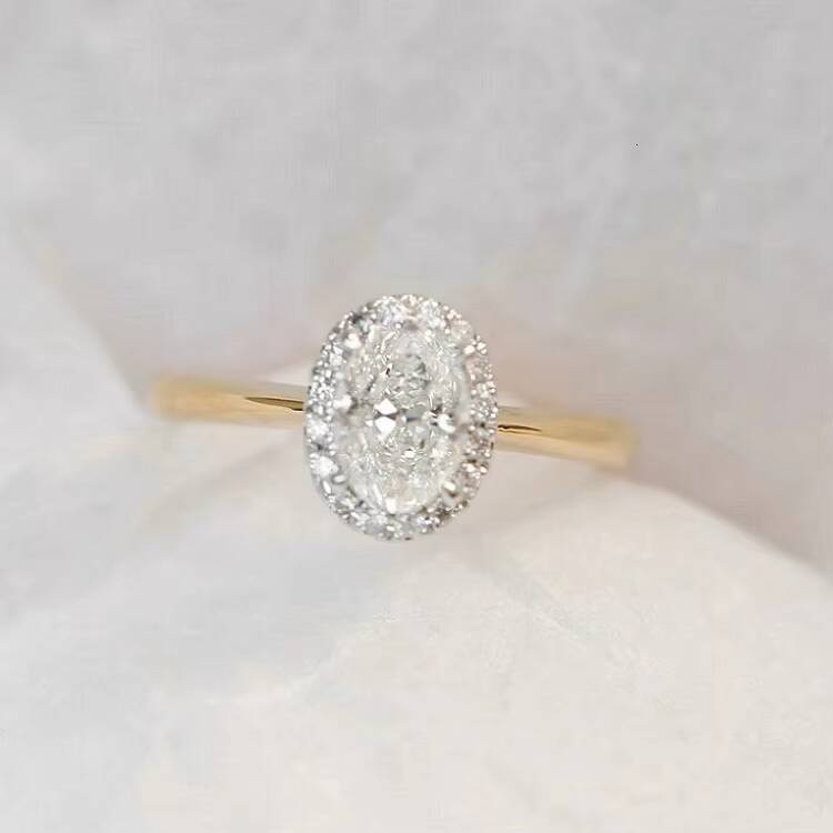 Fine Jewelry Real Gold 14K Moissanite Wedding Ring Hot Selling 4.5CT Oval Cut Vvs Diamond Minimalist Engagement Rings for Women