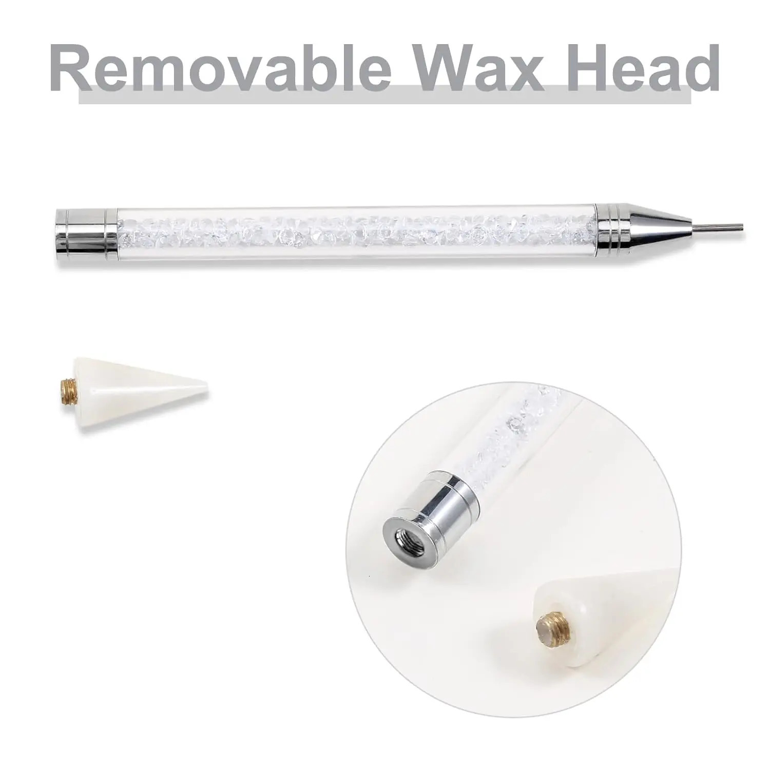 Rhinestone Picker Dotting Pen with 6 Wax Tips Dual-Ended Manicure Nail Art DIY Decoration for Rhinestones and Gemstones 250805