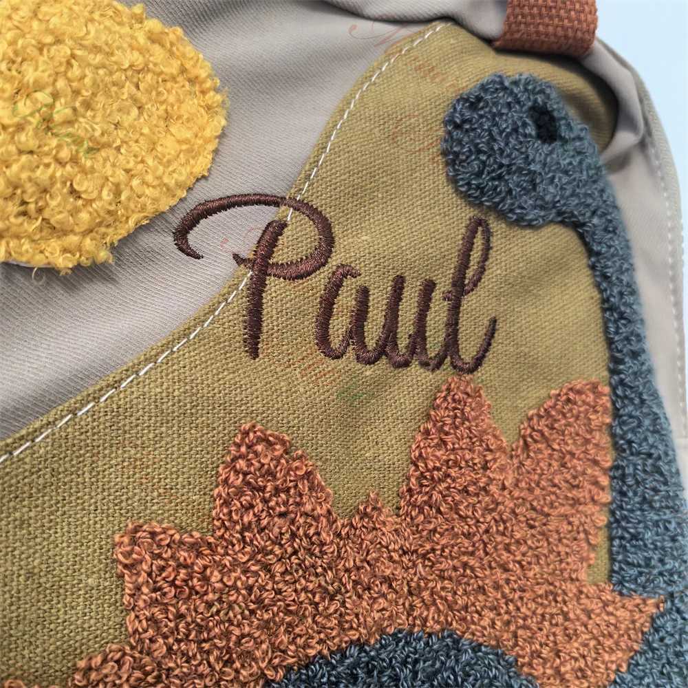 New Infant Cartoon Dinosaur Bag Custom Name Childrens Day Gift Animal Backpack Personalized Embroidered Name Kids Schoolbags G250807