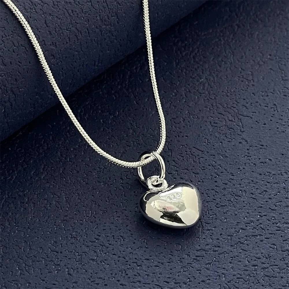 Sterling Sier Heart Pendant Necklace, Ladies Simple Banquet Wedding Festival Birthday Jewelry Gift Jewelry for Women