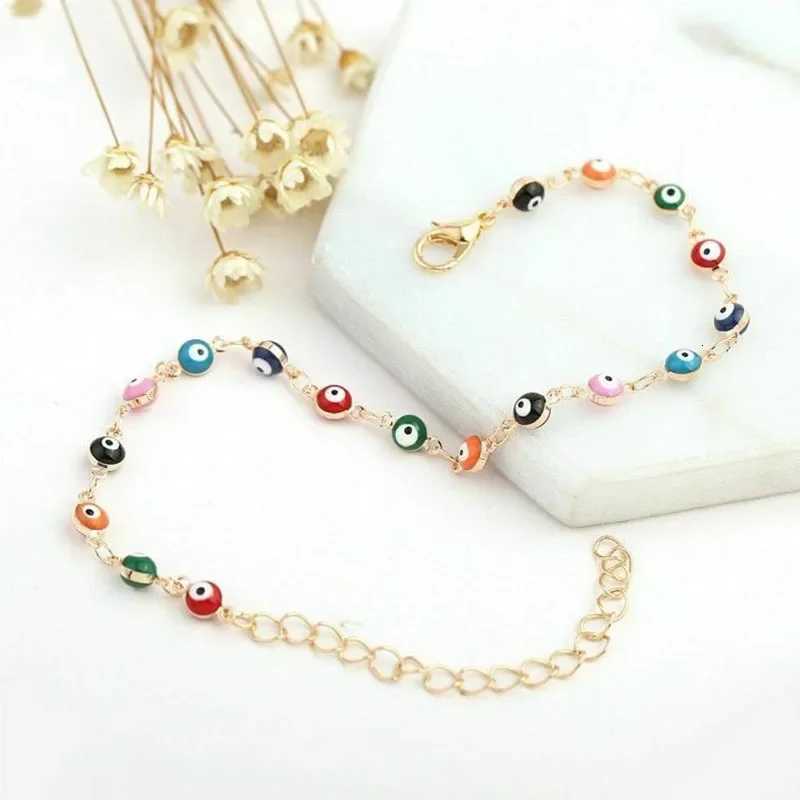 Creative Simple Turkish Evil Eye Womens Anklets Boho Charm Shell Foot Summer Beach Accessories Personality Jewelry Gift Y250805