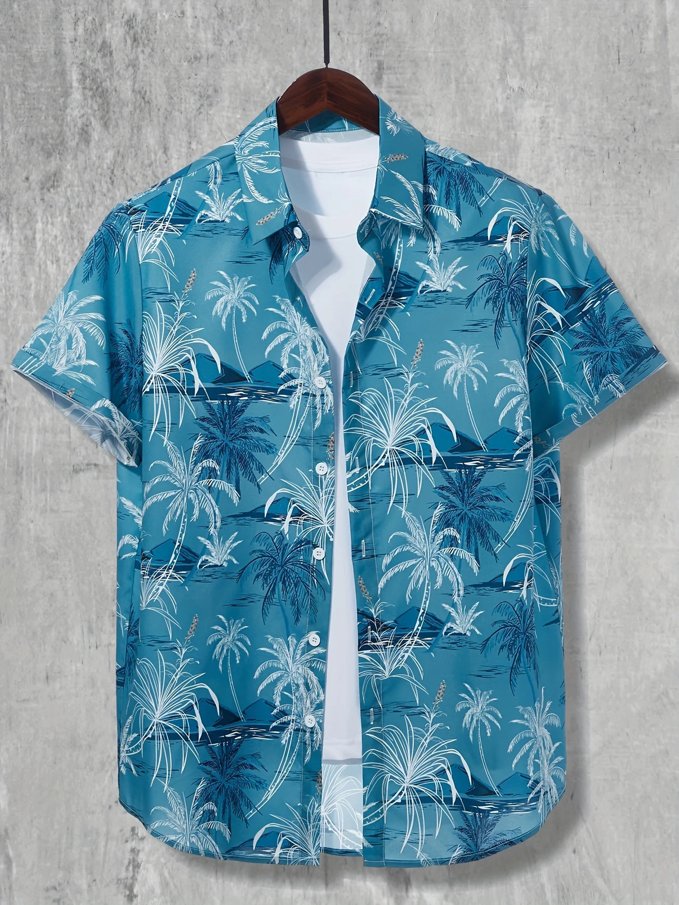 Coconut Palm Print Hawaiian Shirt Mens Casual Button Up Short Sleeve For Summer Beach Vacation Resort oversized clothing 250807