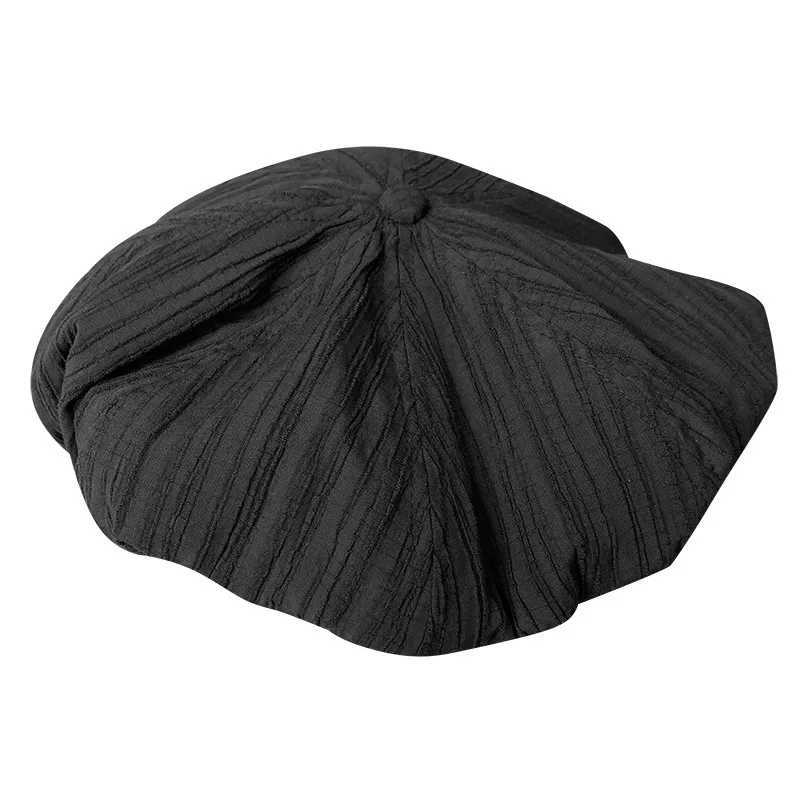 100% Cotton Womens Beret Elegant Cloud C Summer Beret Breathable Lightweight Pleated Solid Color Jellyfish Style Painter HatXJ250807