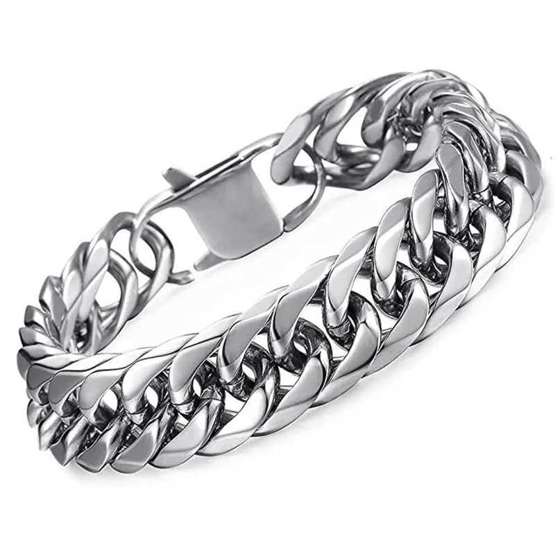 7mm-13mm Stainless Steel Bracelet for Men Punk Male Thick Hand Chain Bikes Motorcycle Jewelry Accessories W250807