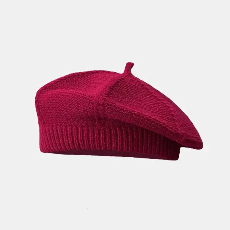 Knitted Beret Women Autumn Winter Hats For Women Painter C Keep Warm Retro Korean Solid Flat C Beanie Winter Beanies New XJ250807