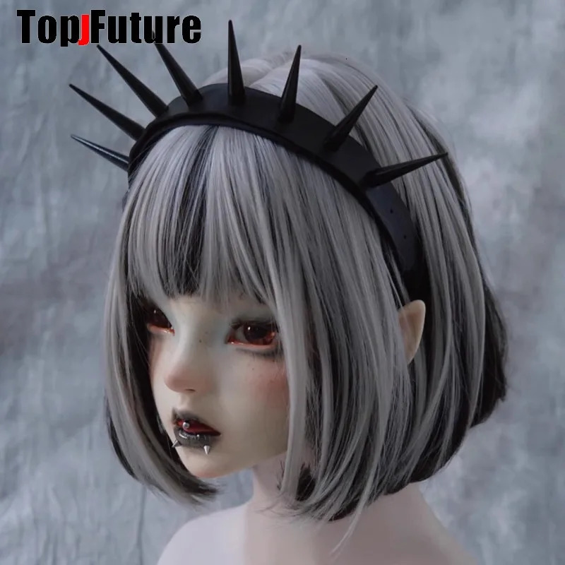 Streetwear Vintage y2k girl women gothic lolita cosplay Harajuku Punk long spike hairbands hairband hair hoop 250730
