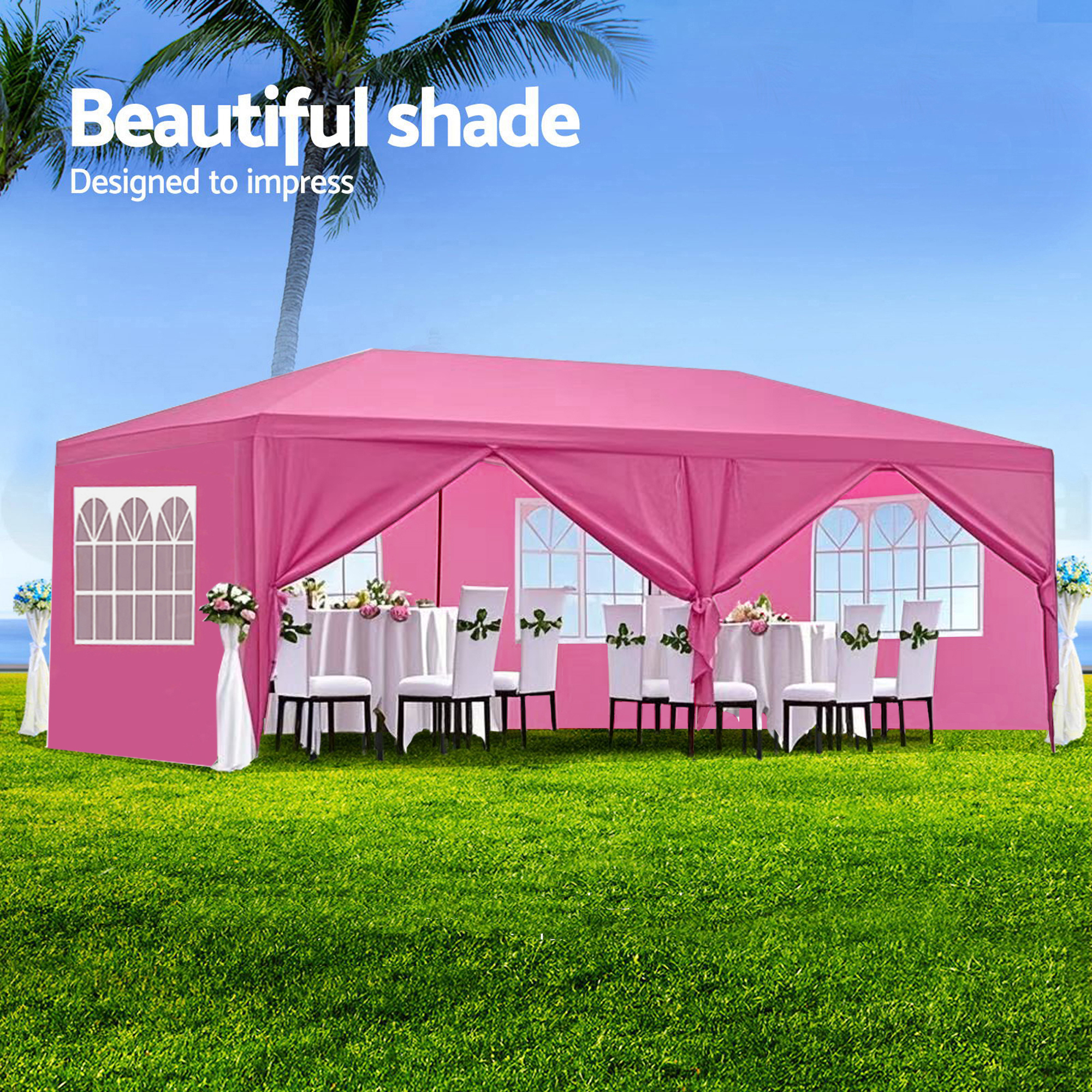 10x20' Wedding Party Canopy Tent Outdoor Gazebo with 6 Removable Sidewalls