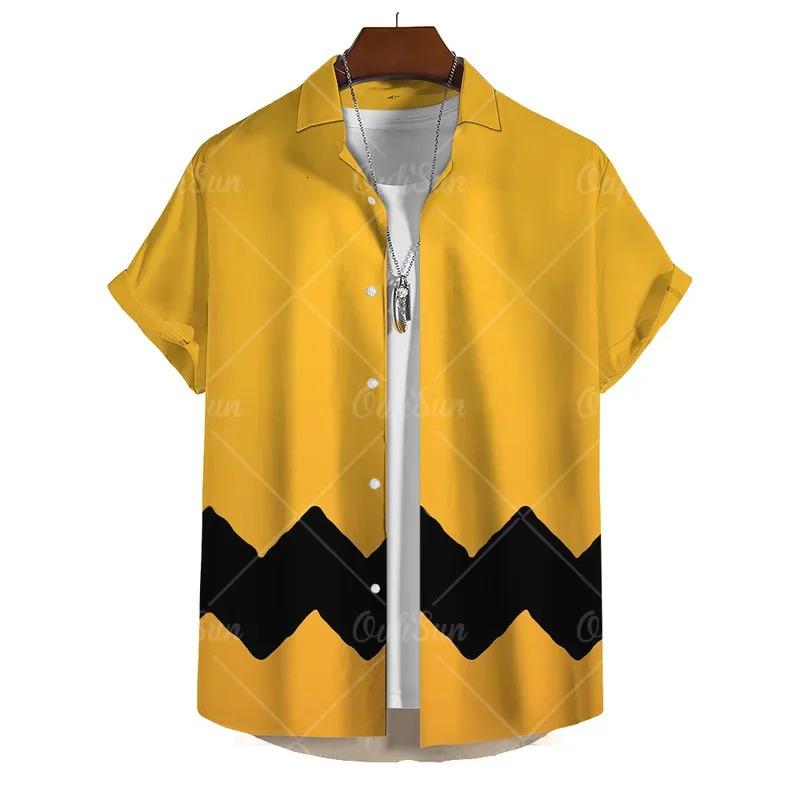 Fashion Yellow Oversized Hawaiian Social Shirt For Men Camisas Casuais Mens Summer Clothing 3d Print Short Sleeves Top Blouse 250807