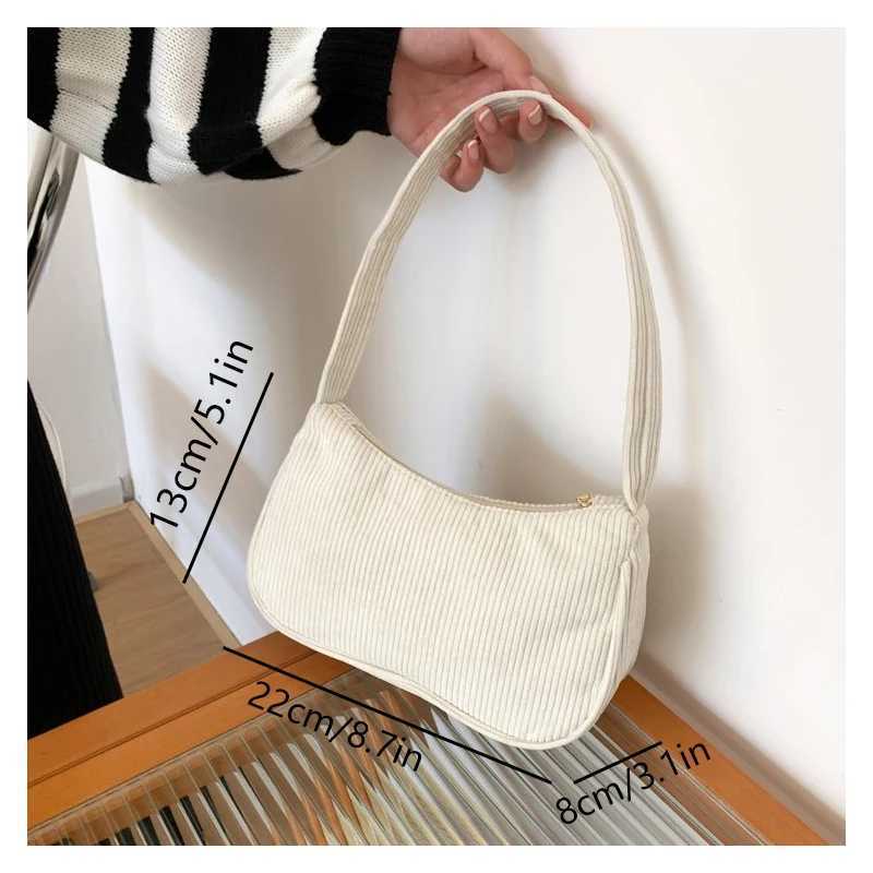 Underarm Bag Womens Half Moon Shoulder Bag FAshion Solid Color Small Handbags For Women New Zipper Corduroy CluTCh Z250807