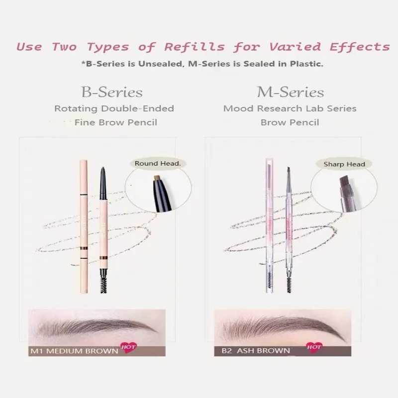 Flortte Mood Institute Fune Series Browpencil Double-head Superfine Eyebrow Enhancer Long-lasting Smudge-proof Women Eye Makeup W250807