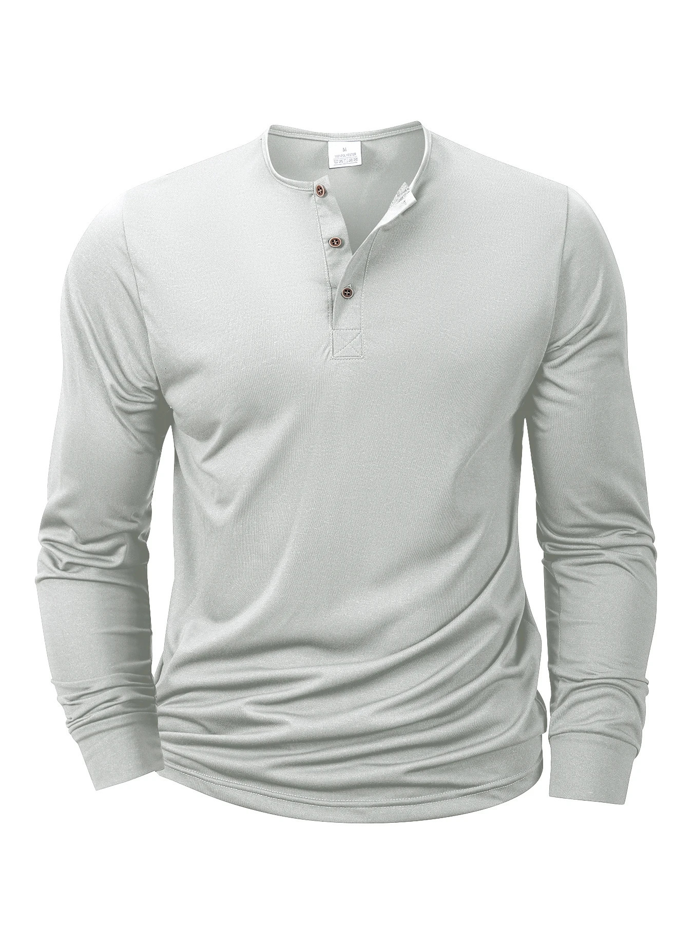 Mens Long Sleeved Henley Neck T-shirt Slim Fit Bottoming Shirt Fitness Tops Tees Button Neck Casual Cozy Tshirt 250804