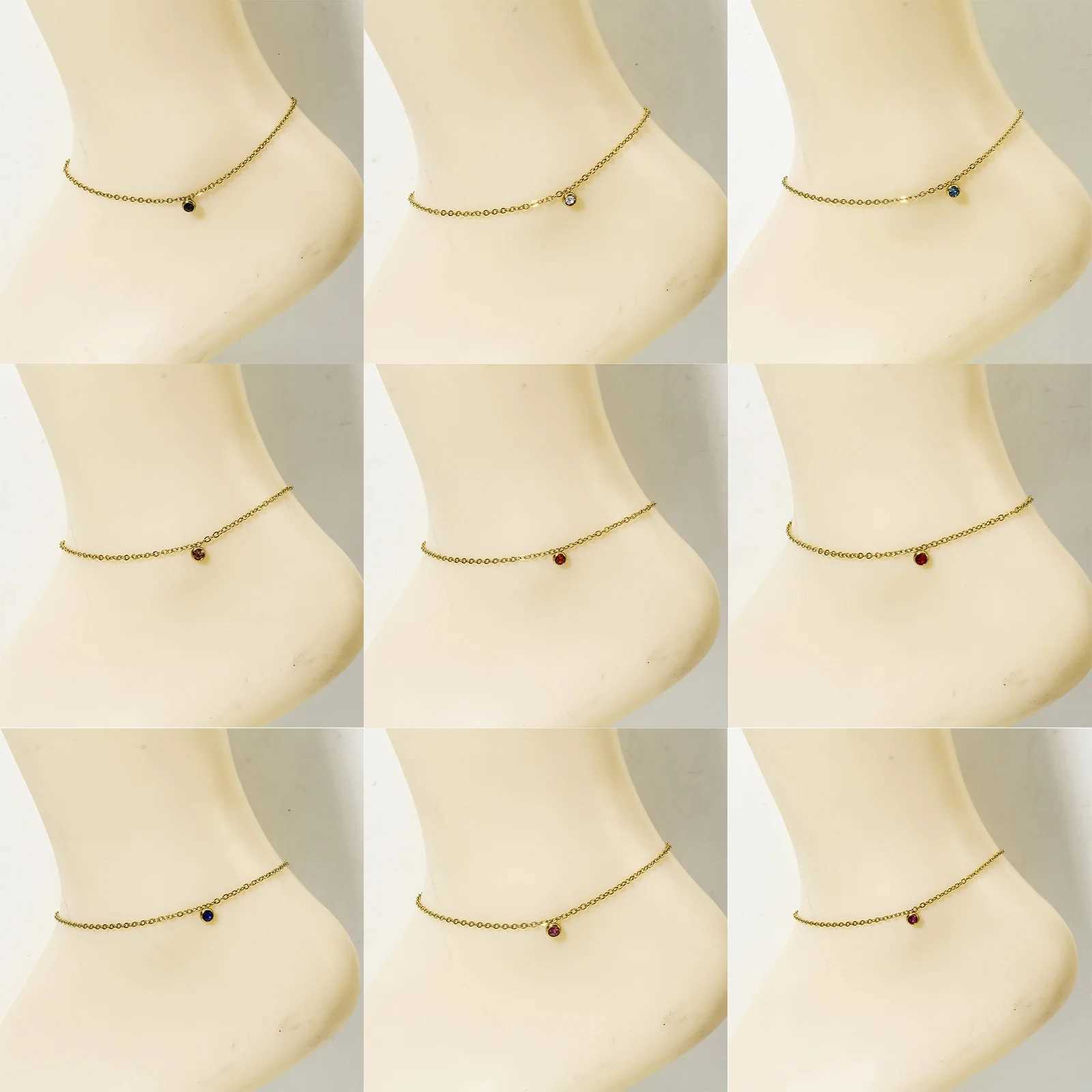 1PC Classic Colorful Rhinestone Charms Anklet Gold Color Stainless Steel Anklet For Women Foot Chain Summer Beach Jewelry 22cm Y250805