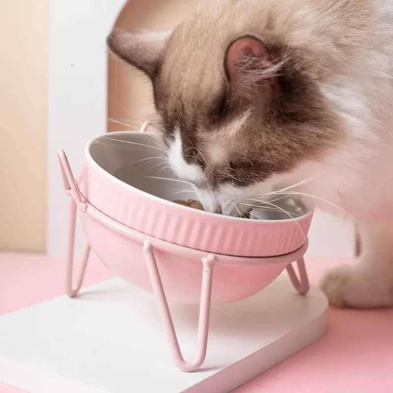 Fashion Cartoon Ceramic Pet Bowl Protect The Spine Table High Foot Dog Feeder Dog and Cat Cartoon Bowl Pet Supplies Accessories Y250806