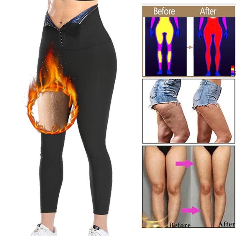 Womens Sweat Leggings Waist Trainer Body Shaper Sauna Compression High Waist Sport Pants For Weight Loss Slimming Shapewear 250805