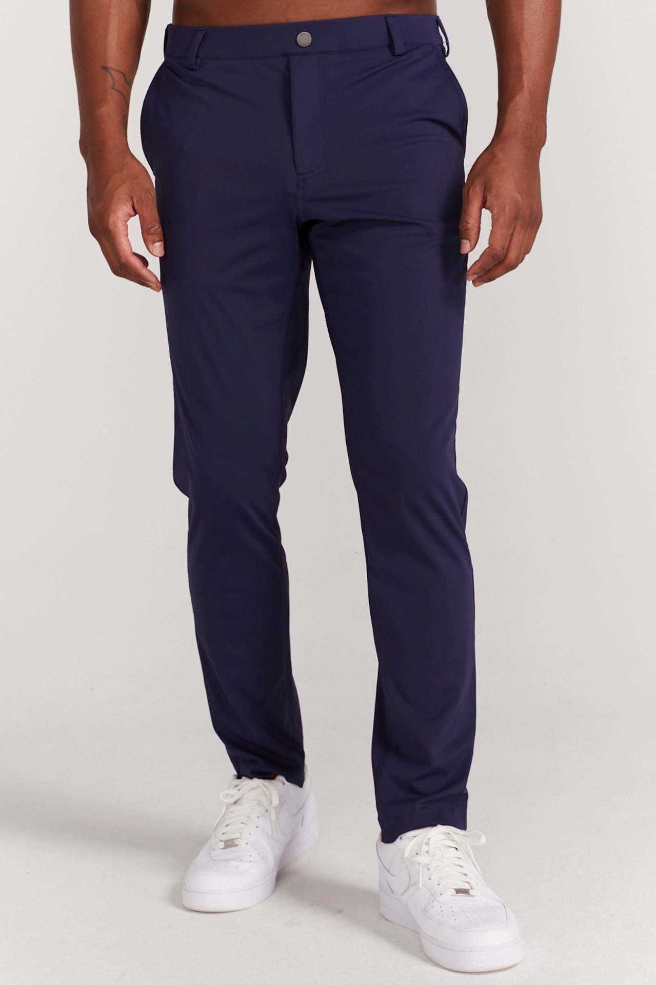 2024 New Style European and American Four-Season Slim Fit Men's Casual Solid Color Real Back Pocket Long Pants