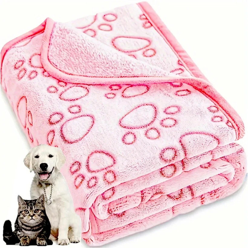 Pet BlanketSoft FluffyHigh QualityCute Paw Print Dog BlanketPet Pad Warm Cozy Blanket 250804