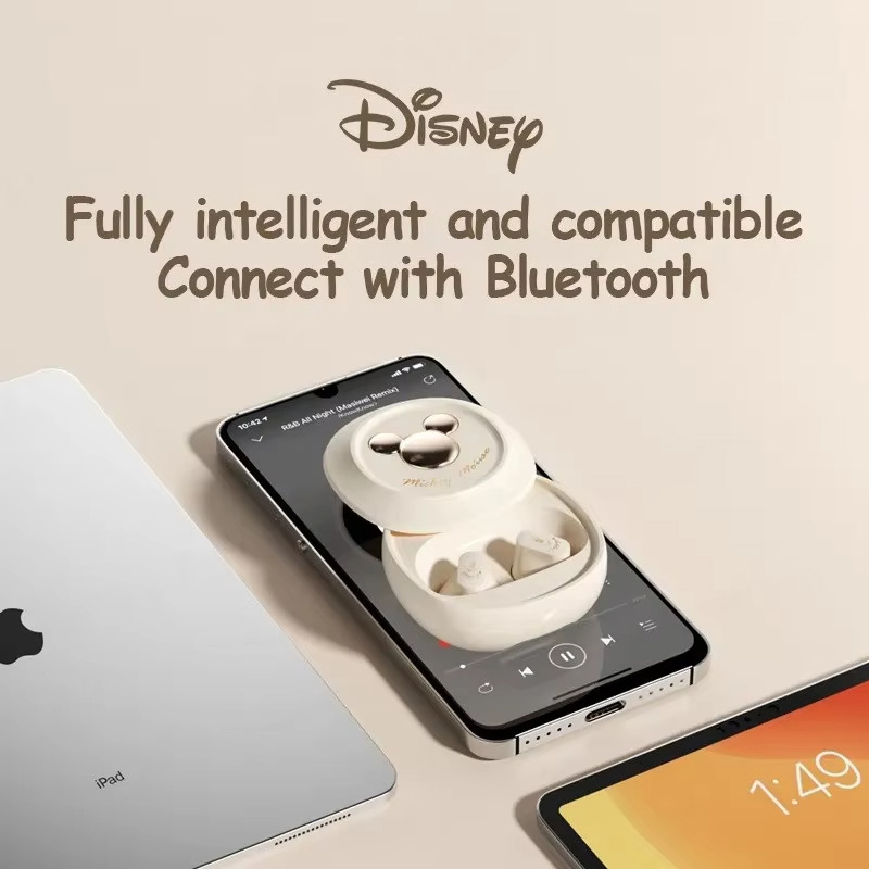 Disney TWS Bluetooth Earphones HIFI Stereo Sound Music HD Call Gaming Headset D68 Noise Reduction Earbuds Mickey Sliding Cover