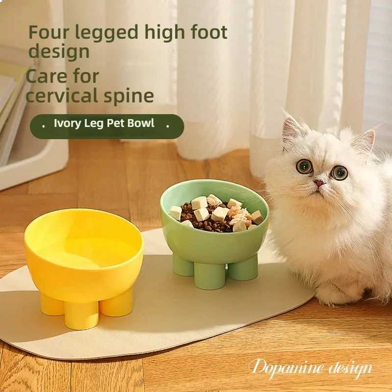 Macaron Elephant Leg Neck Protector Bowl Cat Food Basin Cat Bowl Anti-knock Pet Bowl Food Utensils Cat Food Bowl Y250806