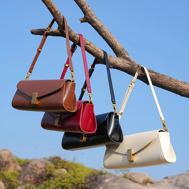 Burminsa Trendy Genuine Leather Underarm Shoulder Bags For Women Luxury Designer Crossbody Purses Flap Lock Ladies Handbags 250804