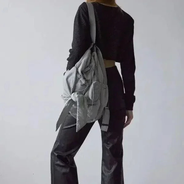 Women Bag Nylon High-Capacity Fashion Casual Backpack Bow Drawstring Shoulder Bag Handbag All-match 250807