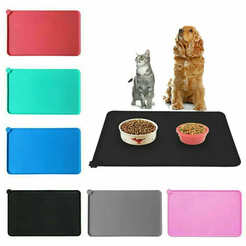 Pet Supplies Silicone Dog Bowl Mat with High Lips Non-Stick Waterproof Food Feeding Pad Puppy Feeder Tray Water Cushion Placemat 250805