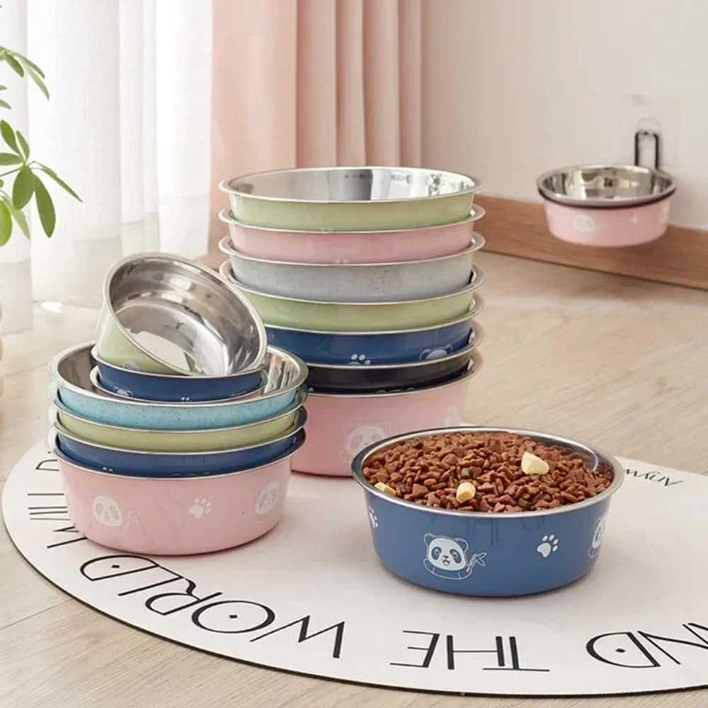 Non-Slip Dog Bowl for Large Medium and Small Dogs Cats Drinking Water Feeding Pet Bowl Stainless Steel Pet Food Bowl Y250806