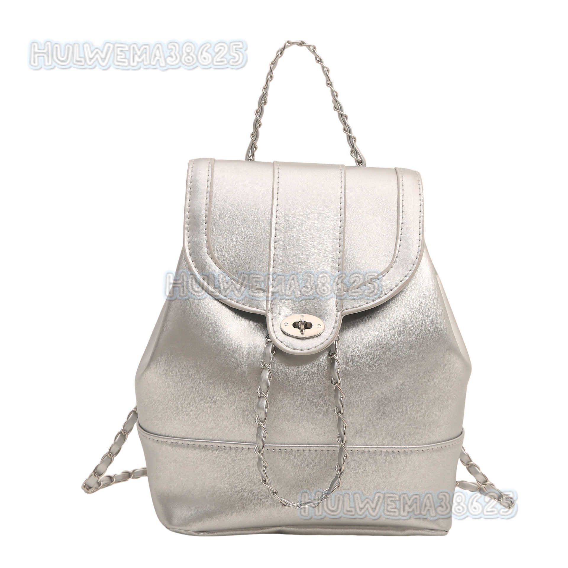 Iridescent Chain Backpack for Women 2023 New Fashionable College Student Bag Stylish Handbag Simple Small Backpack H250806