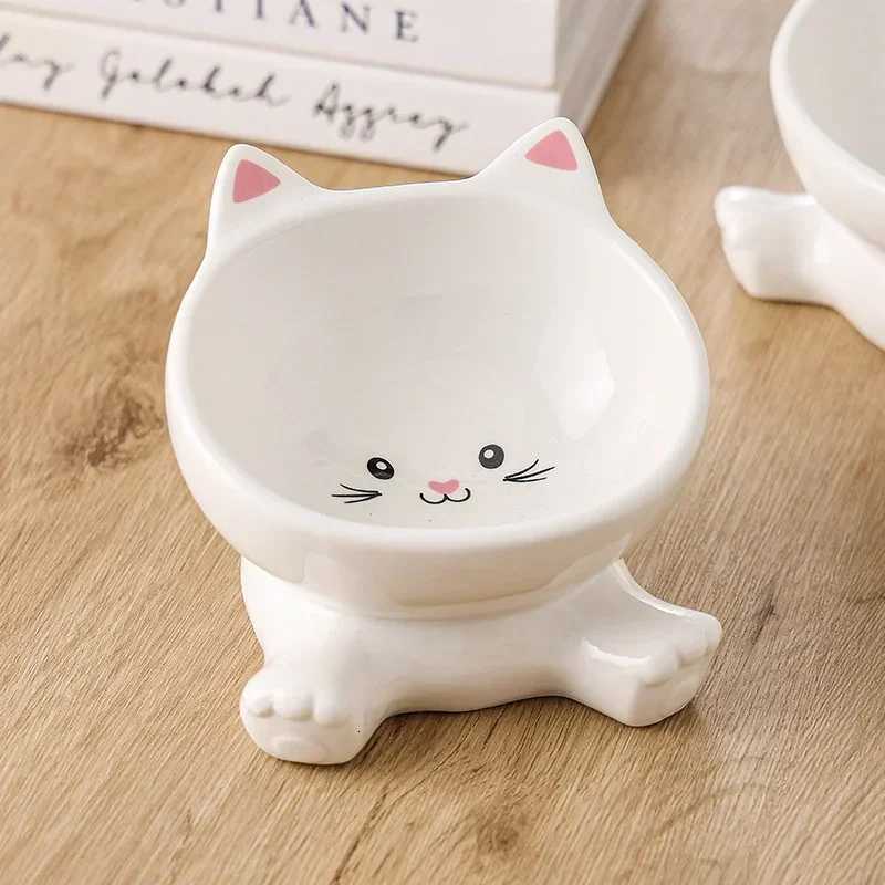 Fashion Ceramic Dog Bowl Non Slip High Foot Elevated Pet Feeder Dish for Puppy Cat Food Water Cartoon Pattern Pet Supplies Y250806