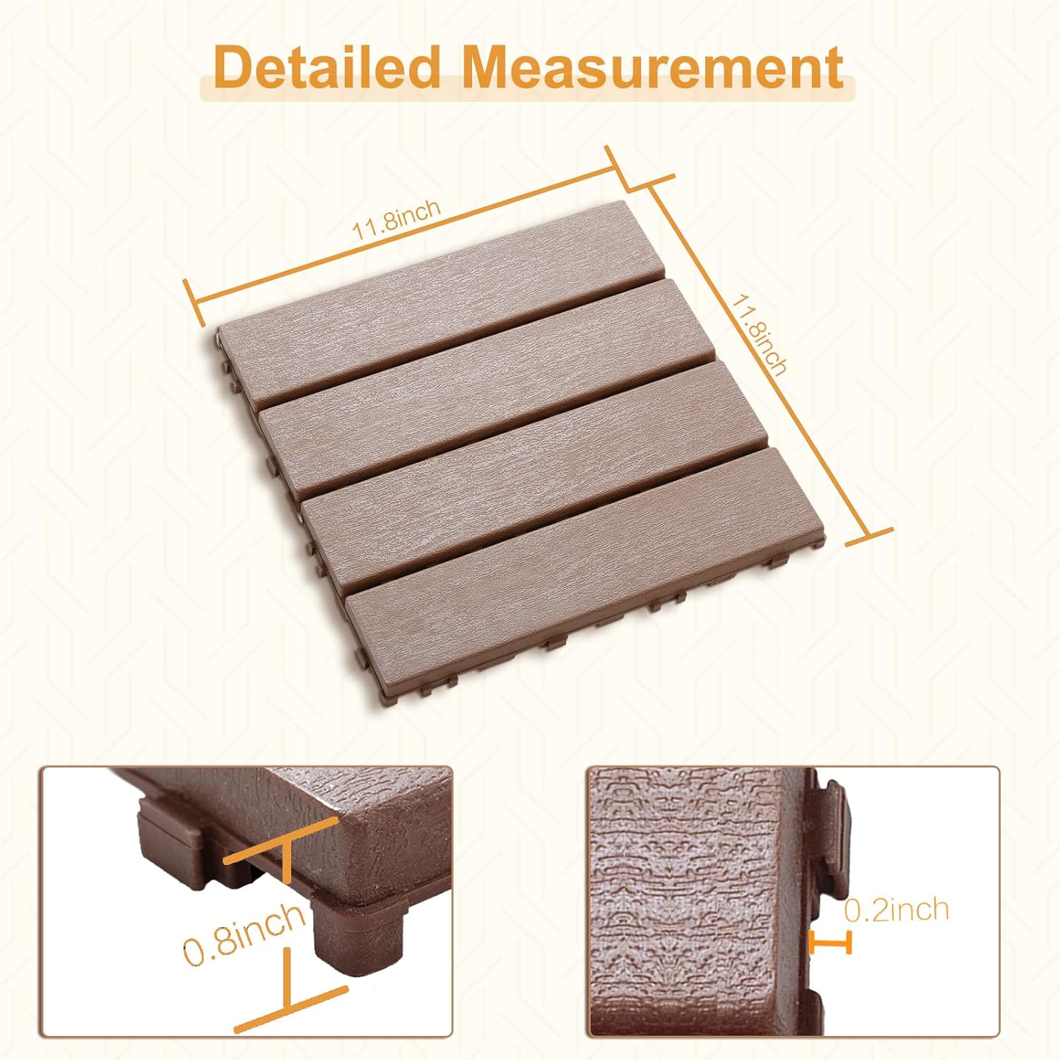 54-Pack Interlocking Outdoor Floor Tiles, Plastic Deck Tiles for Patio Garden Balcony, DIY Snap-Together Waterproof Surface