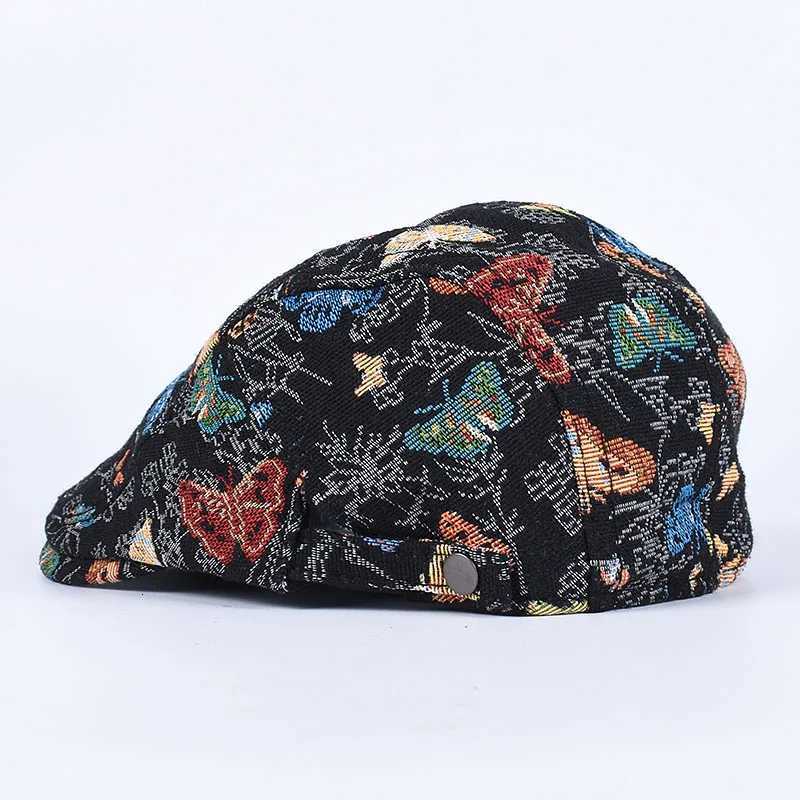 2025 Peaky Blinders Korea Beret Women Vintage Butterfly Embroidery Flat Berets C Ivy Hat Men Cotton Black Newsboy Cs Hip Hop XJ250807