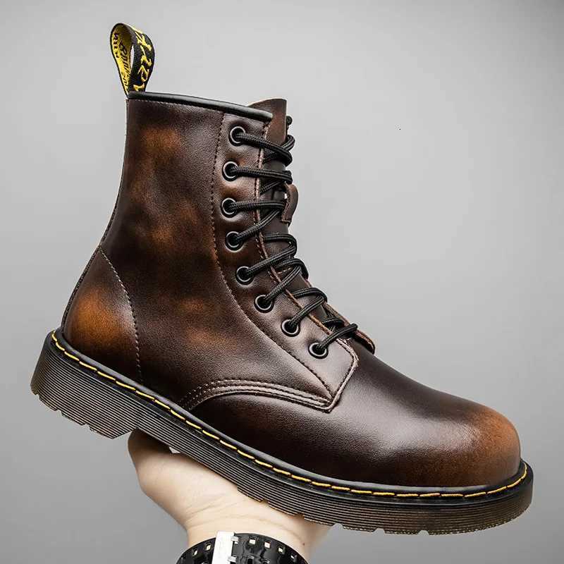 Mens high-top boots high-quality womens leather shoes outdoor 8-hole sports shoes mens lace-up ankle boots couple size 35-48 XJ250807