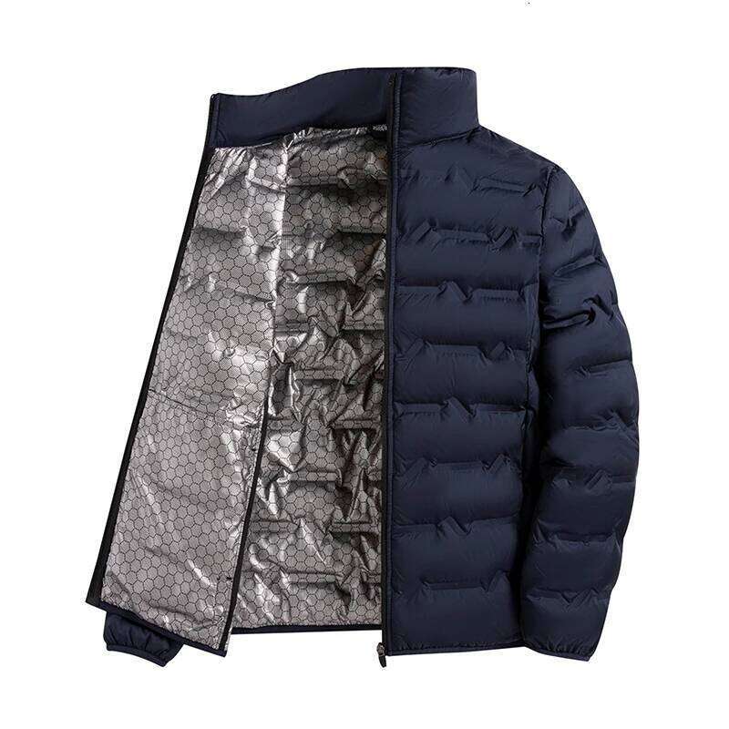 Graphene Self-heating Jacket Men Solid Windproof Pleated Down Stand Collar Classical Warm Winter Jackets Male