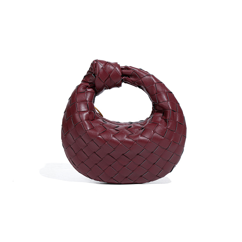 Summer new women's mini handbags woven croissant knotted dumpling convenient lipstick bags