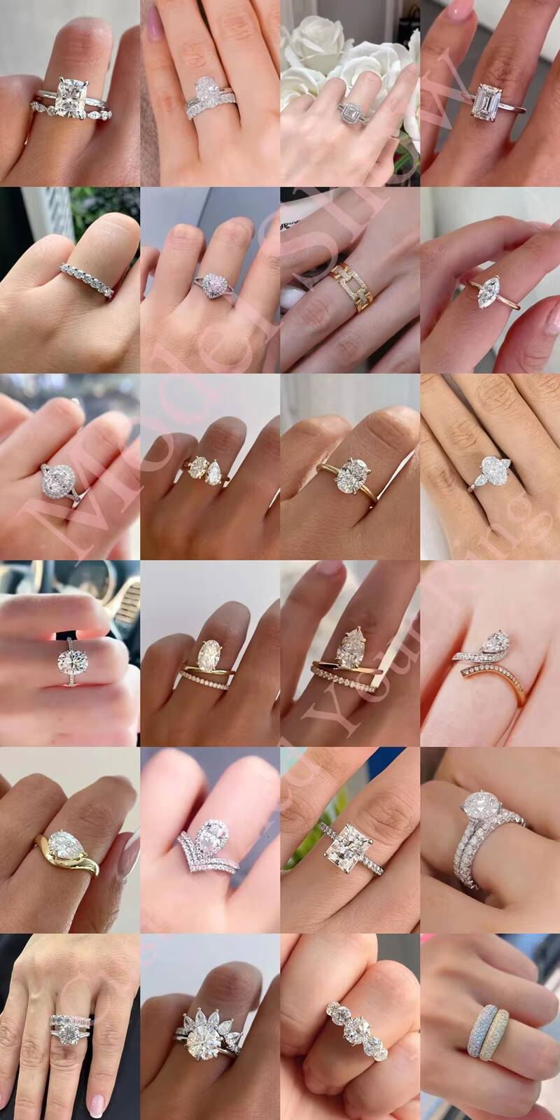 XingGuang New Arrival 4*6mm 0.5CT Oval Cut Moissanite 14K Soild White Gold Wedding Rings Eternity Band Jewelry