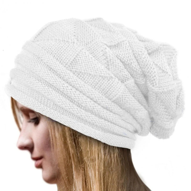 Knitted Baggy Beanie Oversized Winter Hat Ski Slouchy Cap Skullies Beanies Women Men Winter Wool Warm Cap Beanies Unisex 250805