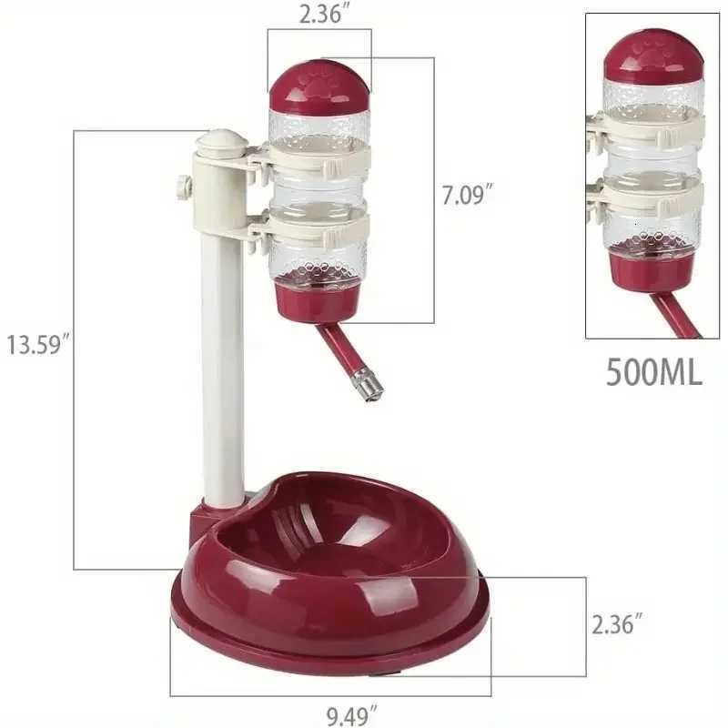 Small pet Water Bottle Dispenser Stand Pet Standing Water Dispenser Bowl for Small Dogs Cage Crate 3 in 1 Food and Water Feeder Y250806