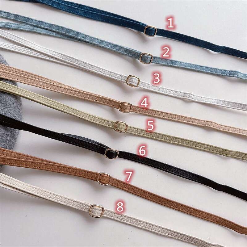 Simple Solid Color Cross Pattern Leather Multi-Color Adjustable Strap Lanyard Student ID Work Badge