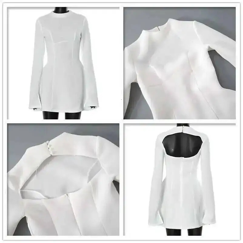 Avrilyaan Button Backless Bodycon Short Sexy A-line Dress Women Nightclub Party Dress Long Sleeve Mini Autumn Dress Vestidos 250728