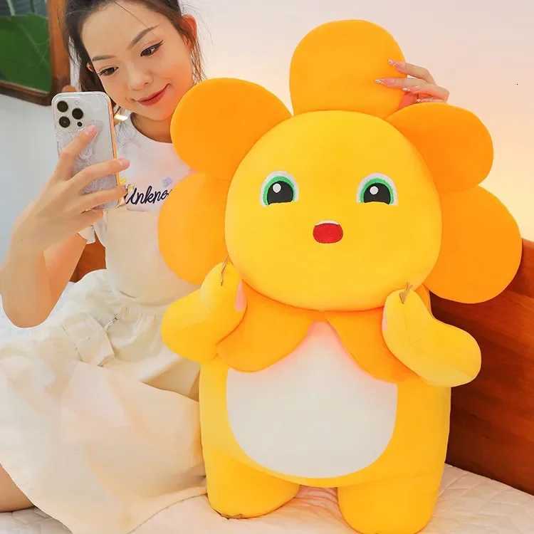 Kaii Sunflower Nailong Plush Toy Smile Dinosaur Silly Cute Stuffed Anime Sofa Pillow Room Decor for Kids Birthday Gift XJ250807