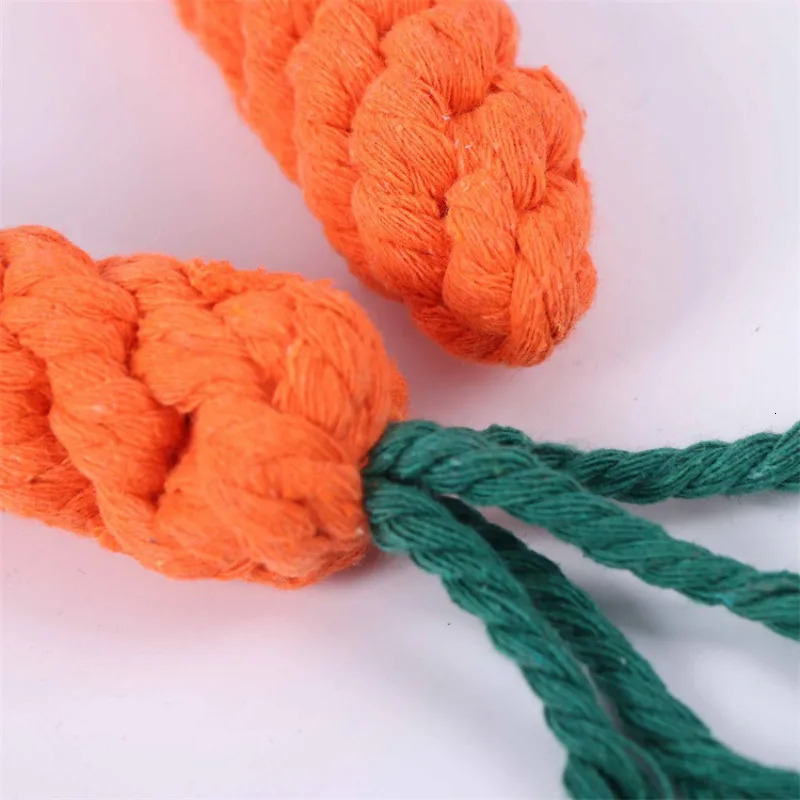 1PCS Carrot Dog Chew Toy Safe Durable Braided Bite Rope for Puppy Teeth Cleaning Molar Exercise Cotton Rope Pet Toy 250804