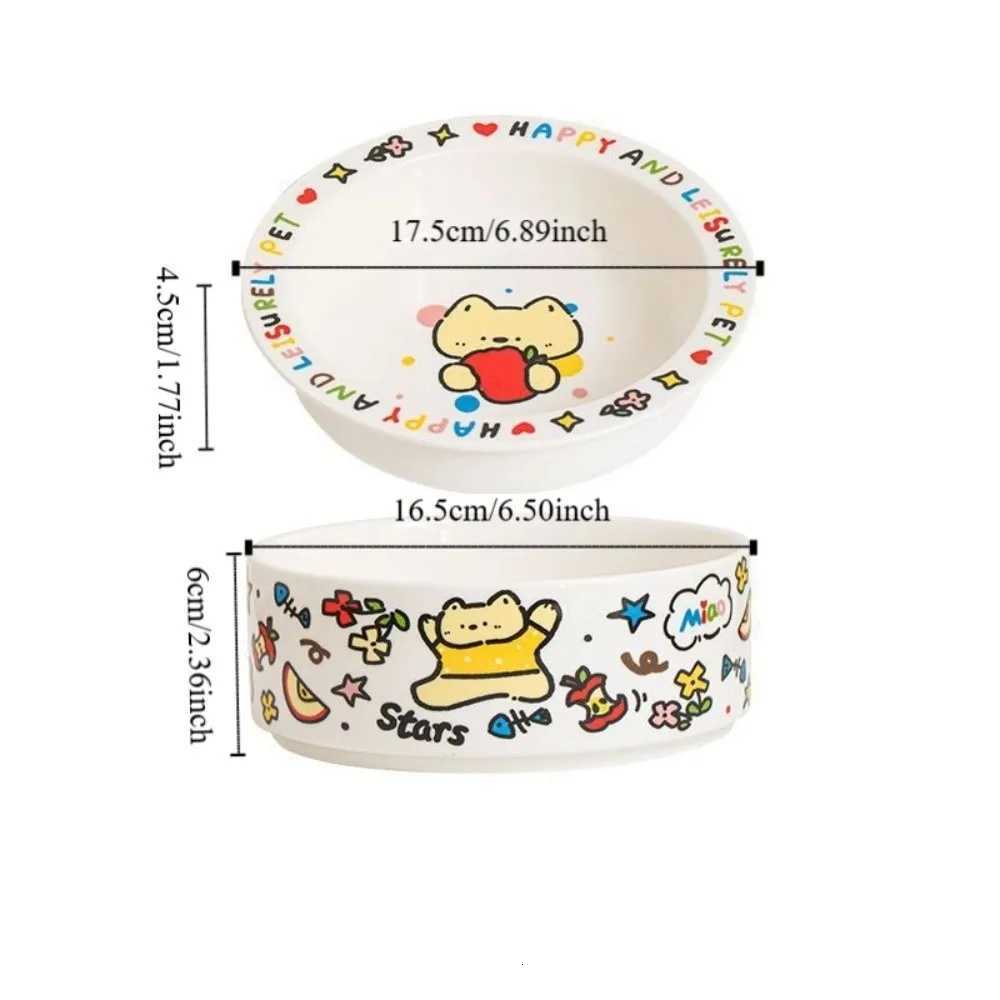 Anti-Tip Design Ceramic Cat Bowl Cartoon High Temperature Resistance Dog Drinking Water Bowl Cervical Protection Cat Food Bowl Y250806