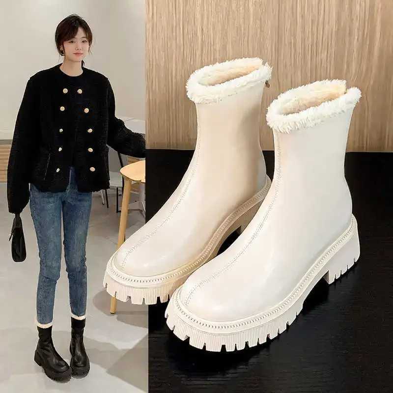 2023 new autumn and winter thick-soled versatile niche high-top boots with plush cotton boots snow boots XJ250807
