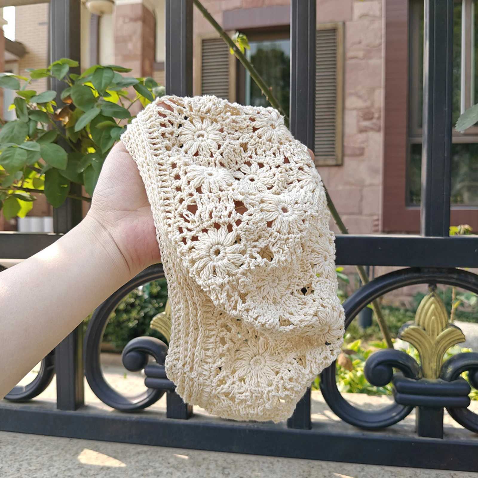 Elegant Hollowed Flower Crochet Knit Beret Hat Women Boho Ethnic Painters C Artist Hat for Summer Fall Holiday Beige Berets XJ250807