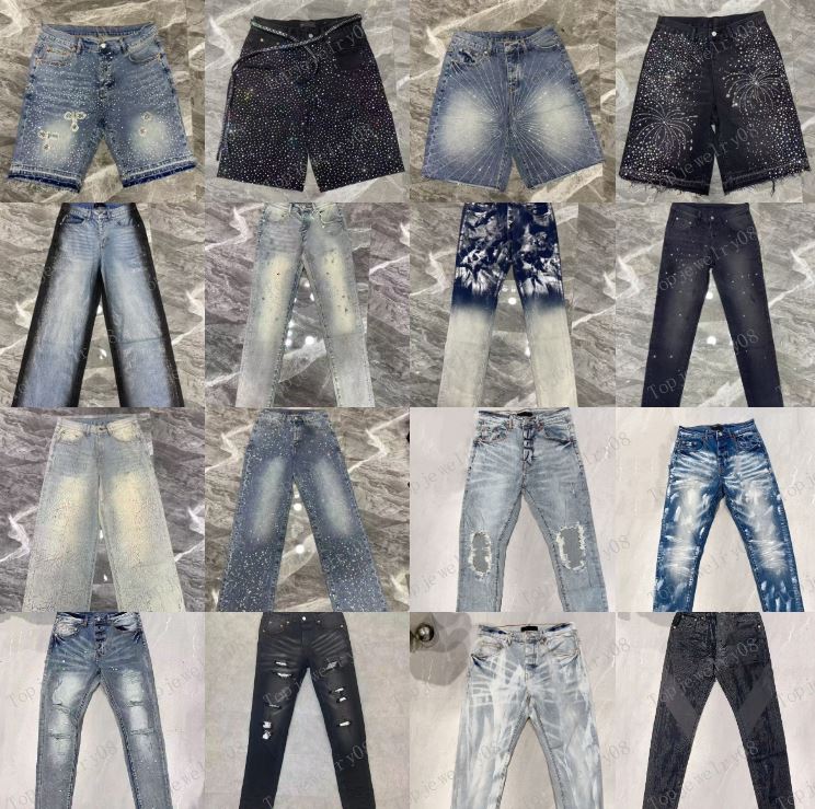 Purples jeans designer jeans mens jeans purples shorts pants mens Straight Retro Streetwear Casual Sweatpants motorcycle Joggers Pant size 28-40