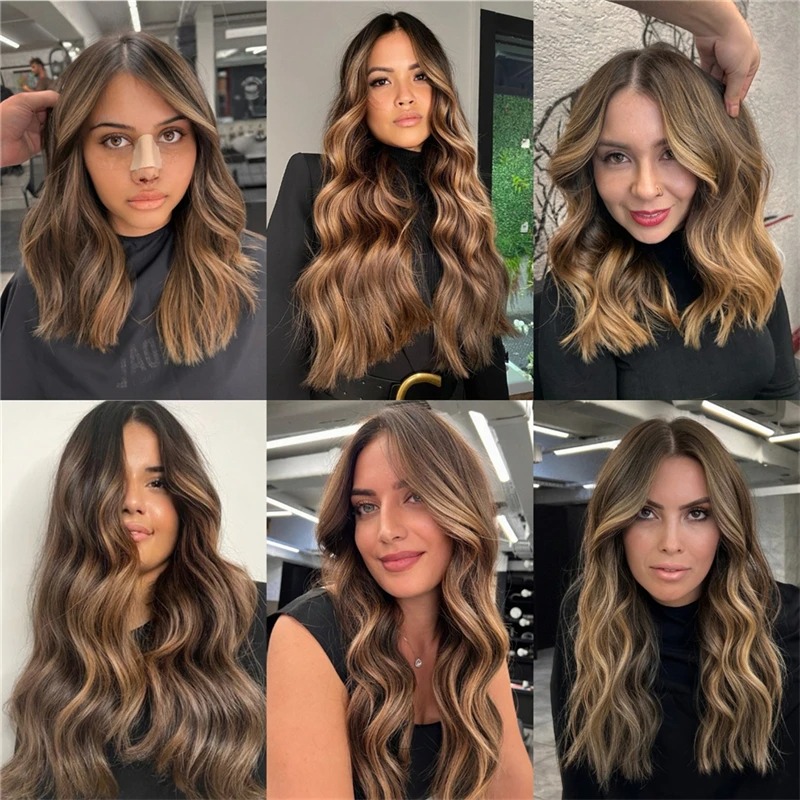 P4/27 Highlight Ombre Brown Body Wave 13x6 Human Hair Wig Wear And Go Colored 13x4 HD Lace PrePlucked 30 40 Inch Wigs For Women Synthetic