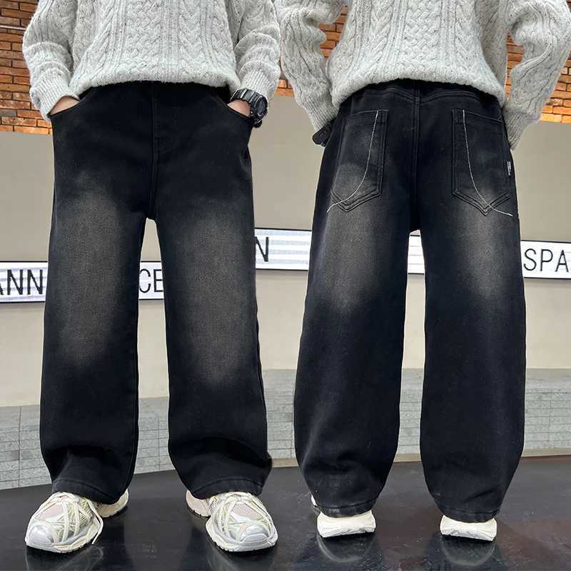 heavy industry craft washing straight jeans street style 2025 new jeans medium and big childrens handsome street straight wide- y250807