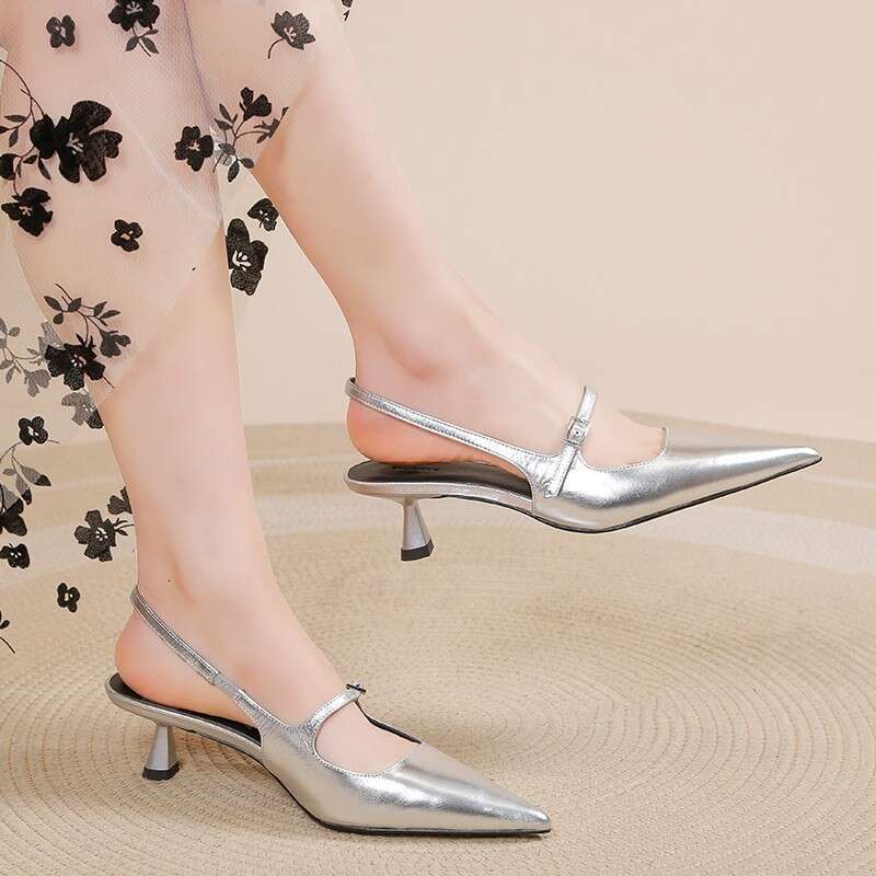 35-42 French Style Backless Pointed Toe One-Strap Women's Sandals 2025 Summer New Thin Wine Glass Heel designer shoes High Heels Comfortable for 
